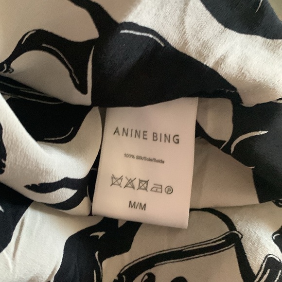 Anine bing mylah silk shirt in panther quiet luxury old money classic revolve - Picture 5 of 5